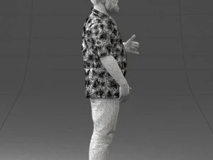 000216 Homem barbudo com camisa havaiana Modelo de digitaliza&ccedil;&atilde;o 3D realista 1121 Modelo 3D