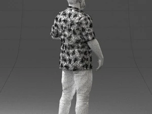 000216 Homem barbudo com camisa havaiana Modelo de digitaliza&ccedil;&atilde;o 3D realista 1121 Modelo 3D