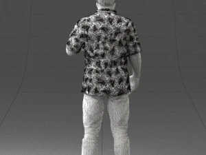 000216 Homem barbudo com camisa havaiana Modelo de digitaliza&ccedil;&atilde;o 3D realista 1121 Modelo 3D