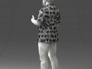 000216 Homem barbudo com camisa havaiana Modelo de digitaliza&ccedil;&atilde;o 3D realista 1121 Modelo 3D