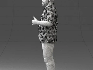 000216 Homem barbudo com camisa havaiana Modelo de digitaliza&ccedil;&atilde;o 3D realista 1121 Modelo 3D