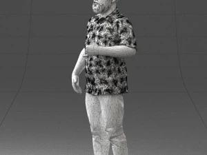 000216 Homem barbudo com camisa havaiana Modelo de digitaliza&ccedil;&atilde;o 3D realista 1121 Modelo 3D