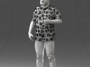 000216 Homem barbudo com camisa havaiana Modelo de digitaliza&ccedil;&atilde;o 3D realista 1121 Modelo 3D