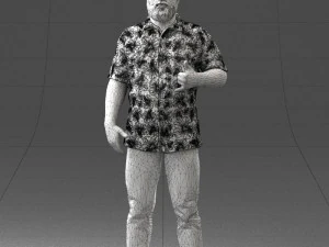 000216 Homem barbudo com camisa havaiana Modelo de digitaliza&ccedil;&atilde;o 3D realista 1121 Modelo 3D