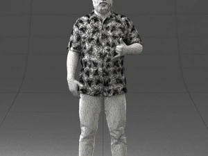 000216 Homem barbudo com camisa havaiana Modelo de digitaliza&ccedil;&atilde;o 3D realista 1121 Modelo 3D