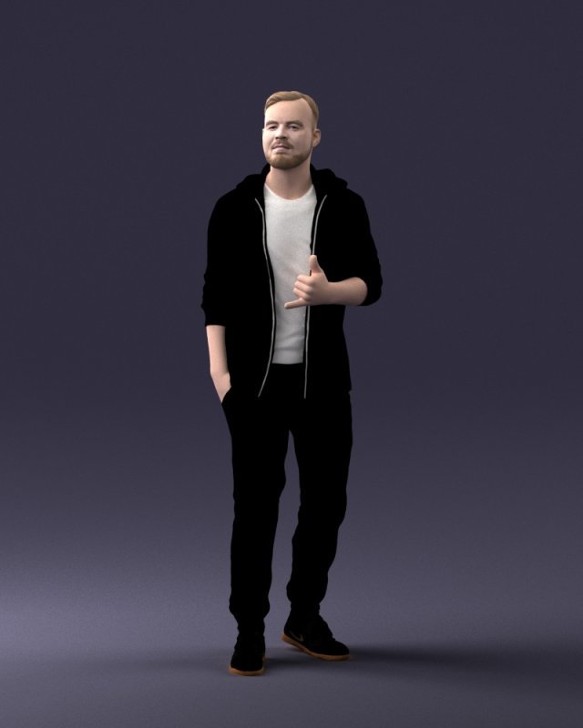 man in black t-shirt 1121-13 Modelo 3D .c4d .max .obj .3ds .fbx .stl .blend 
