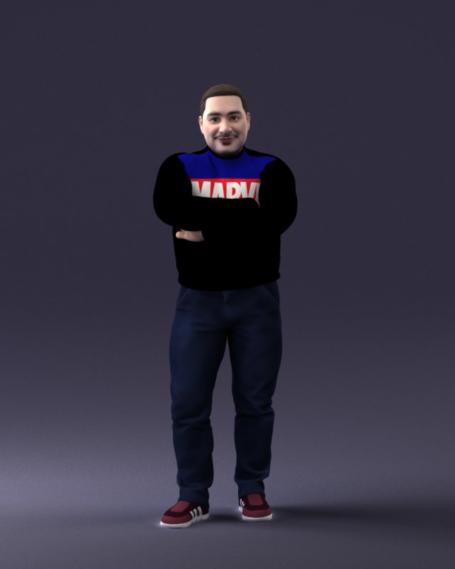 man in marvel t-shirt 1121-16 3d print ready Modello di stampa 3D .c4d .max .obj .3ds .fbx .stl .blend 