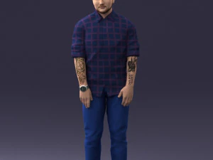 穿蓝色衬衫的男人 1121-17 3D 模型