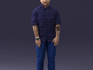 man in blue shirt 1121-17 3D Model