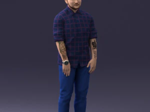 man in blue shirt 1121-17 3D Model