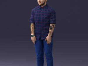 man in blue shirt 1121-17 3D Model