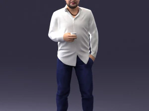 man in white shirt 1121-19 3D Model