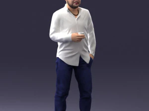 man in white shirt 1121-19 3D Model