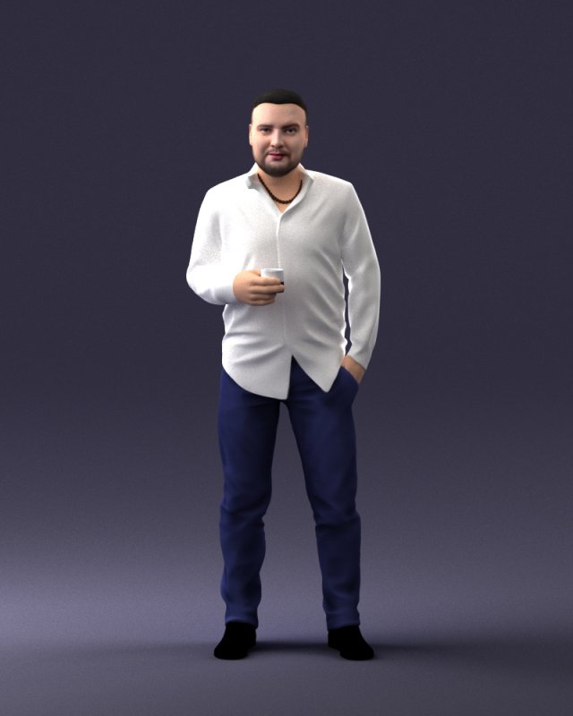 man in white shirt 1121-19 3d print ready 3Dプリントモデル .c4d .max .obj .3ds .fbx .stl .blend 