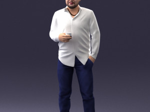 man in white shirt 1121-19 3d print ready 3Dプリントモデル