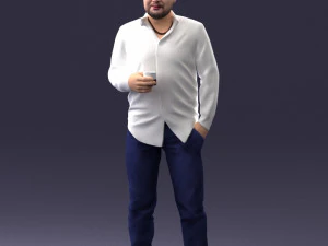 homem de camisa branca 1121-19 impress&atilde;o 3D pronta Modelo de Impressão 3D