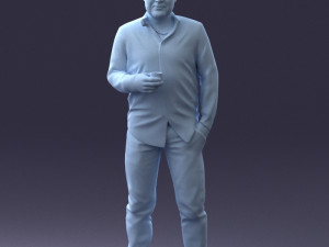 man in white shirt 1121-19 3d print ready 3Dプリントモデル
