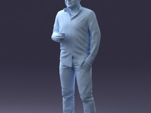 man in white shirt 1121-19 3d print ready 3Dプリントモデル
