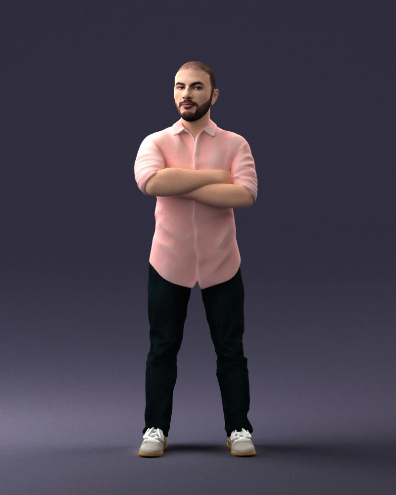 man in pink t-shirt 1121-20 3D Model .c4d .max .obj .3ds .fbx .stl .blend