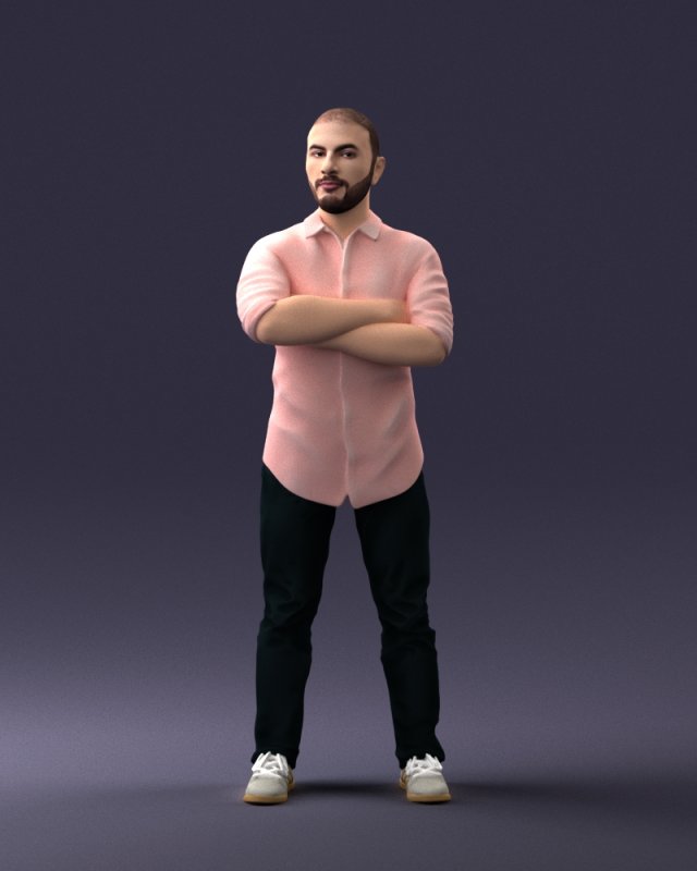 man in pink t-shirt 1121-20 3d print ready Modèles 3D en vedette .c4d .max .obj .3ds .fbx .stl .blend 