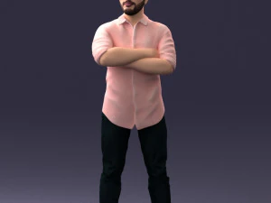 homme en t-shirt rose 1121-20 pr&ecirc;t &agrave; imprimer en 3D Modèles 3D en vedette