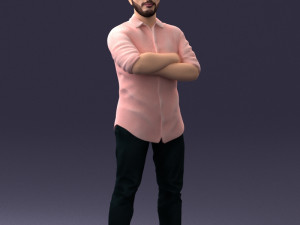 man in pink t-shirt 1121-20 3d print ready Modèles 3D en vedette