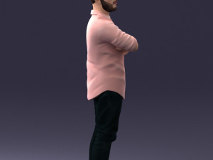 man in pink t-shirt 1121-20 3d print ready Modèles 3D en vedette