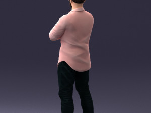 man in pink t-shirt 1121-20 3d print ready Modèles 3D en vedette
