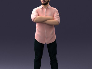 man in pink t-shirt 1121-20 3d print ready Modèles 3D en vedette