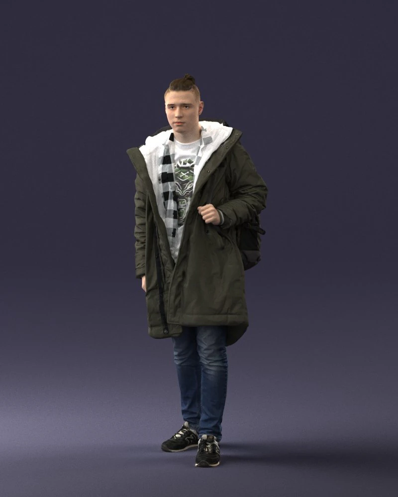 000202 Young Man in Winter Parka 1102 3dp 3D Print Model .c4d .max .obj .3ds .fbx .stl .blend 