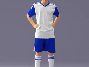 000309 Young Soccer Player in Blue and White Uniform 1114 3D Model