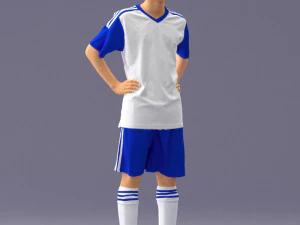 000309 Young Soccer Player in Blue and White Uniform 1114 3D Model