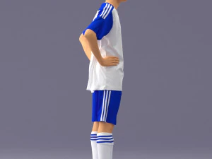 000309 Young Soccer Player in Blue and White Uniform 1114 3D Model