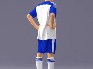 000309 Young Soccer Player in Blue and White Uniform 1114 3D Model