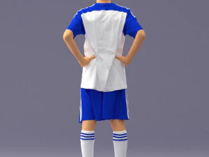 000309 Young Soccer Player in Blue and White Uniform 1114 3D Model