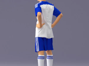 000309 Young Soccer Player in Blue and White Uniform 1114 3D Model