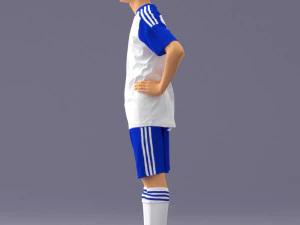 000309 Young Soccer Player in Blue and White Uniform 1114 3D Model
