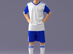 000309 Young Soccer Player in Blue and White Uniform 1114 3D Model