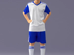 000309 Young Soccer Player in Blue and White Uniform 1114 3D Model