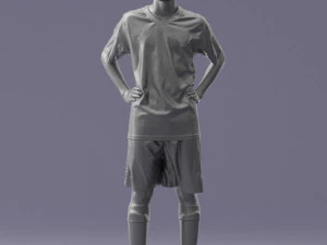 000309 Young Soccer Player in Blue and White Uniform 1114 3D Model