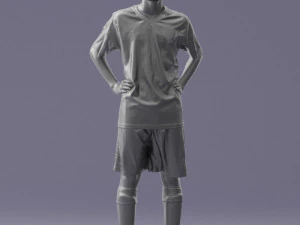 000309 Young Soccer Player in Blue and White Uniform 1114 3D Model