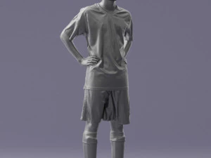 000309 Young Soccer Player in Blue and White Uniform 1114 3D Model