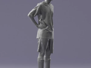 000309 Young Soccer Player in Blue and White Uniform 1114 3D Model