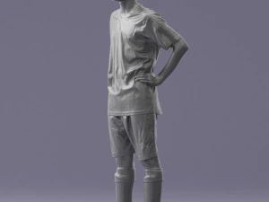 000309 Young Soccer Player in Blue and White Uniform 1114 3D Model
