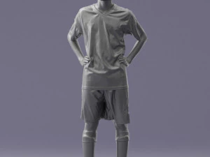 000309 Young Soccer Player in Blue and White Uniform 1114 3D Model