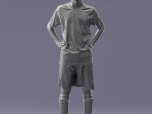 000309 Young Soccer Player in Blue and White Uniform 1114 3D Model