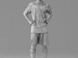 000309 Young Soccer Player in Blue and White Uniform 1114 3D Model