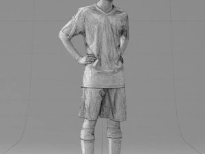 000309 Young Soccer Player in Blue and White Uniform 1114 3D Model