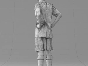 000309 Young Soccer Player in Blue and White Uniform 1114 3D Model