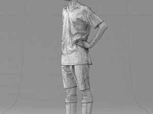 000309 Young Soccer Player in Blue and White Uniform 1114 3D Model